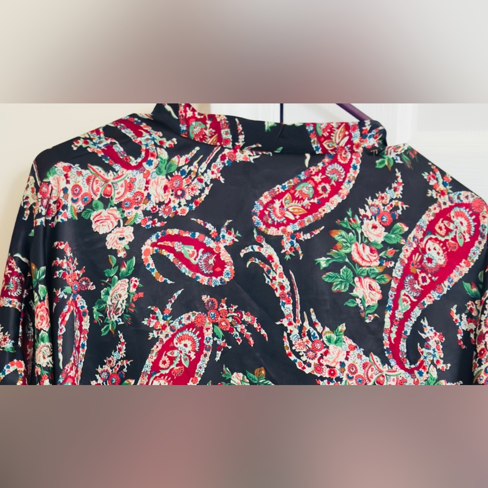 Vtg Victoria's Secret Asian‎ Floral Polyester Robe Black *Like* Natori Kimono OS - Picture 5 of 6